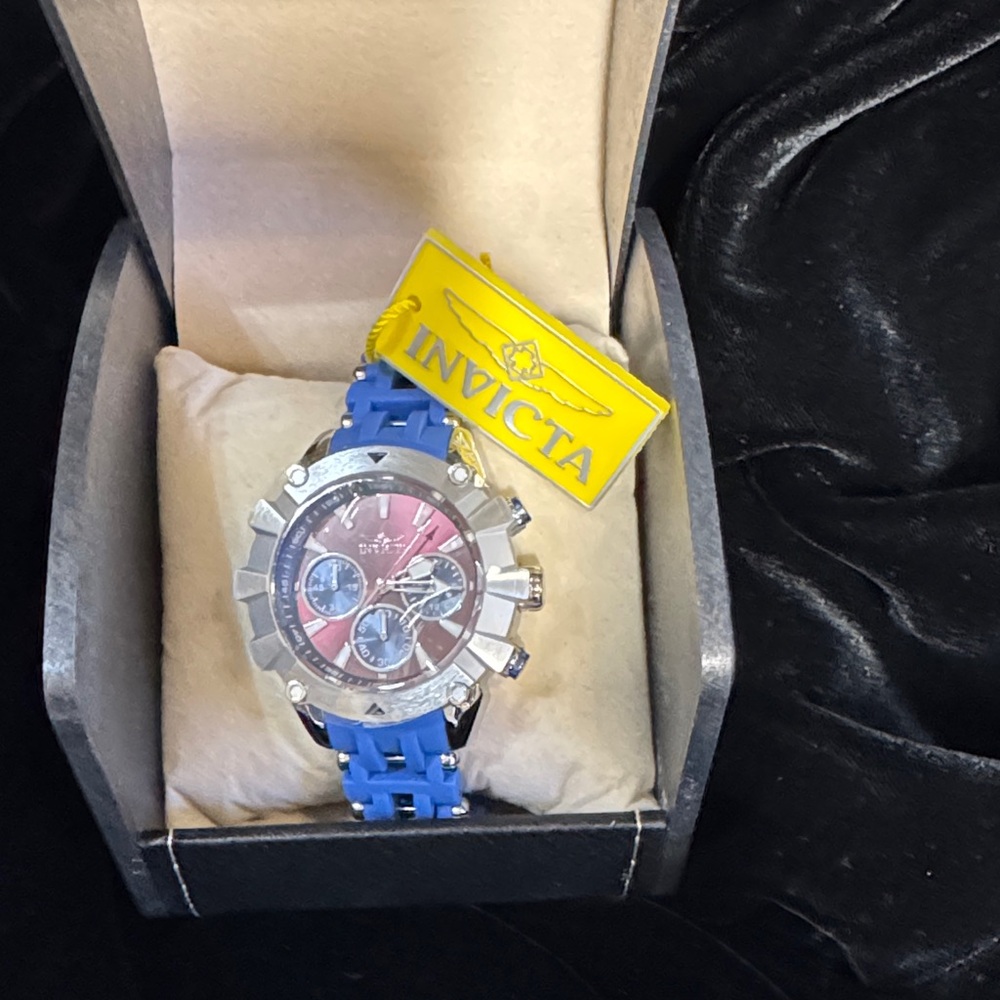 Invicta Silver and Blue Chronograph Watch